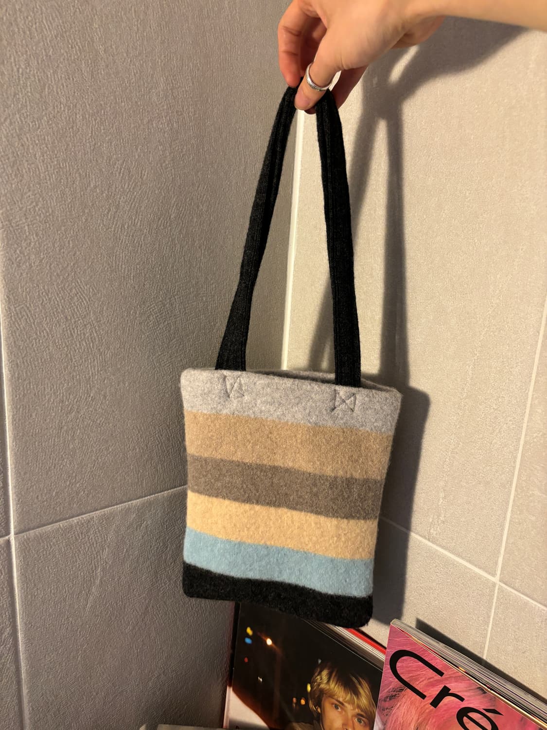 Glen prince 퓨어울 스트라이프 숄더백 상품이미지3