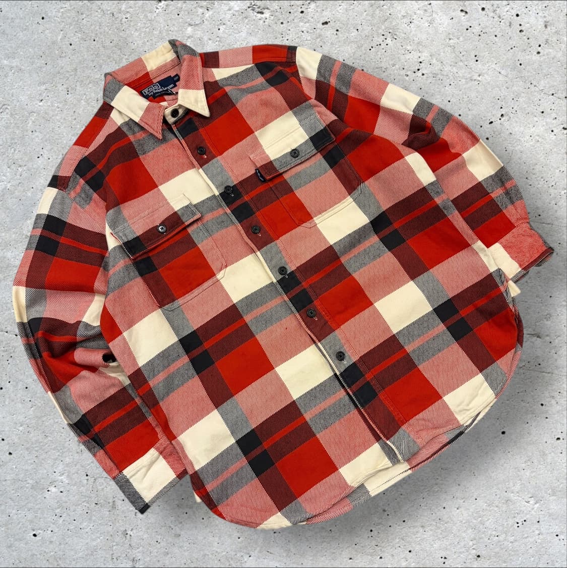[100] 90s 폴로 랄프로렌 일경물산 레드 체크 셔츠 B745 상품이미지1