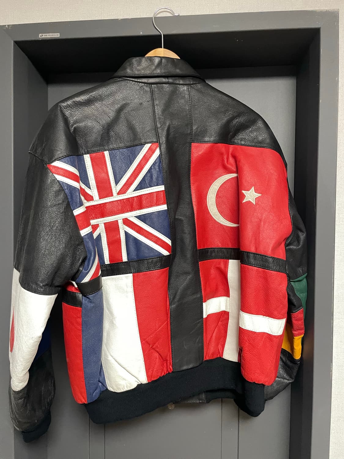 Phase3 국기 패치 가죽 자켓 블랙 (L 100-105 추천) 상품이미지2