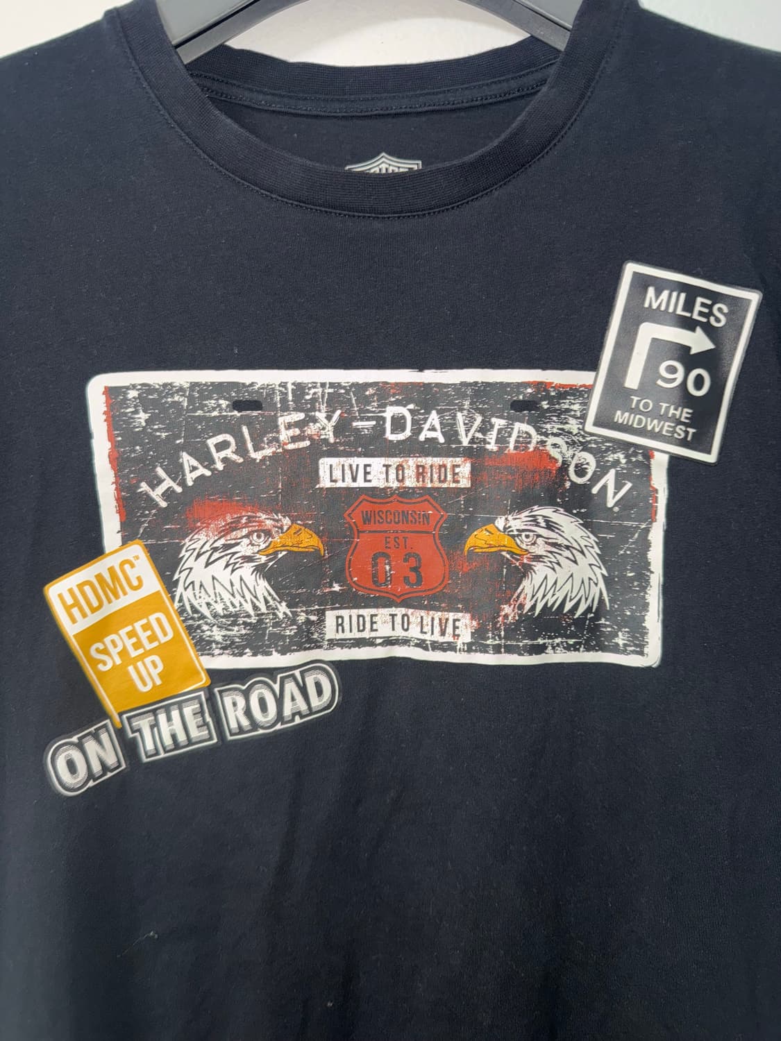 할리데이비슨 블랙 프린팅 반팔 티셔츠 상품이미지2