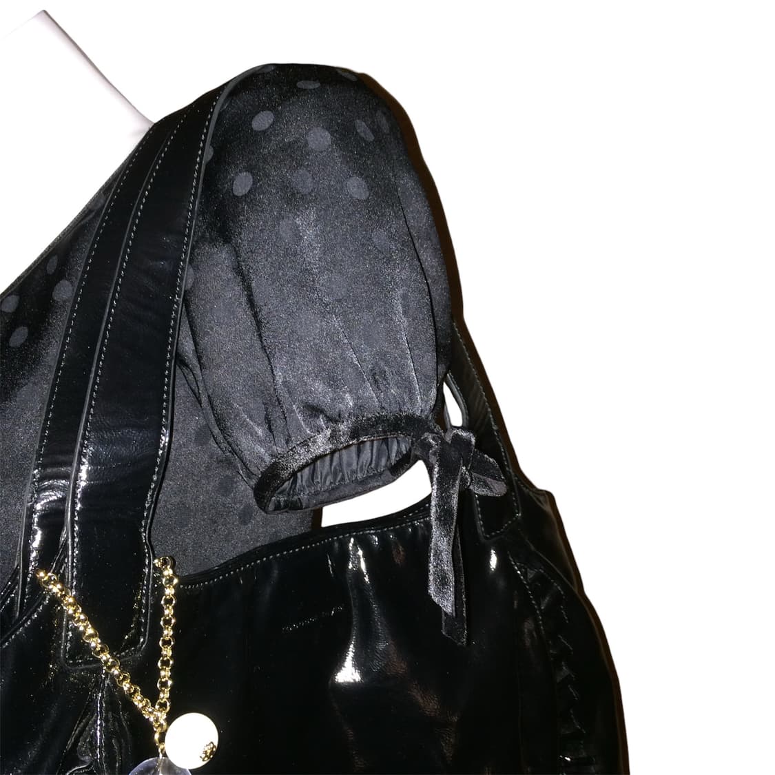 도트 벨벳 리본 벌룬 원피스 갸루 y2k 상품이미지5