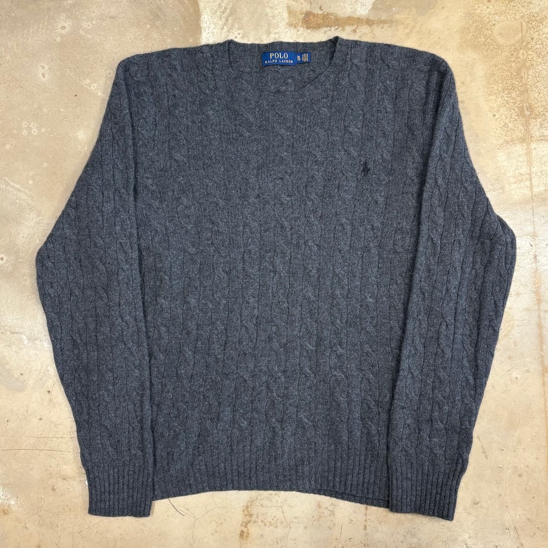 XL 폴로랄프로렌 울 캐시미어 챠콜 케이블 니트 상품이미지2