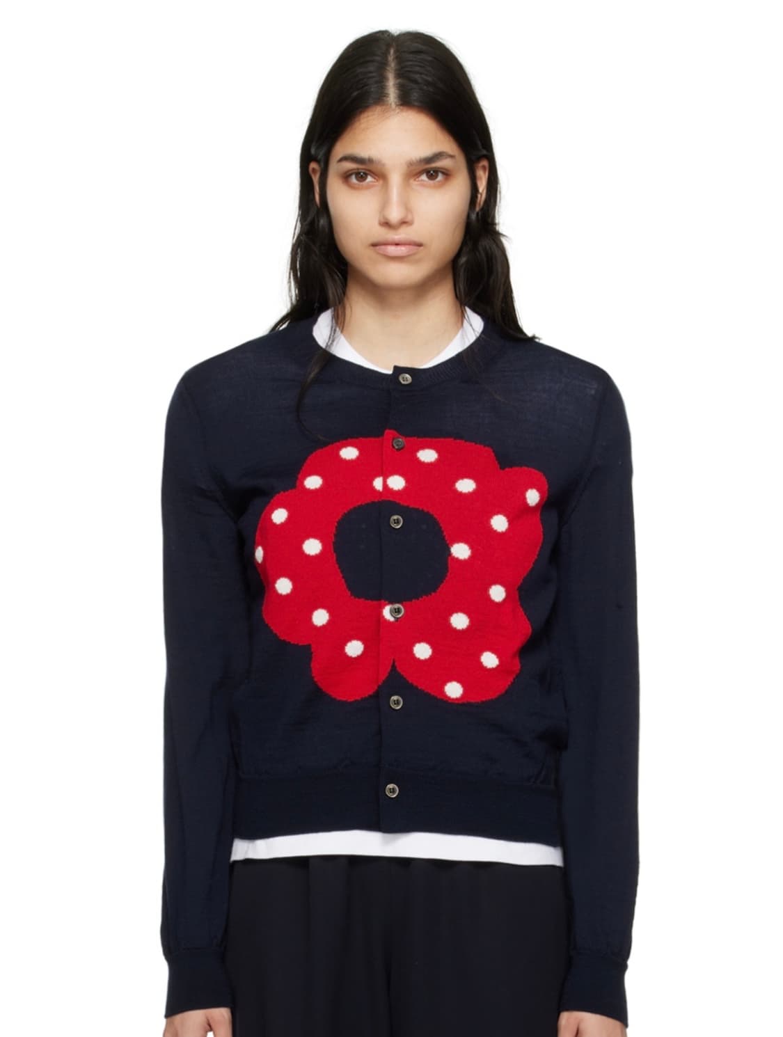 꼼데가르송 걸 플라워 네이비 가디건 상품이미지1