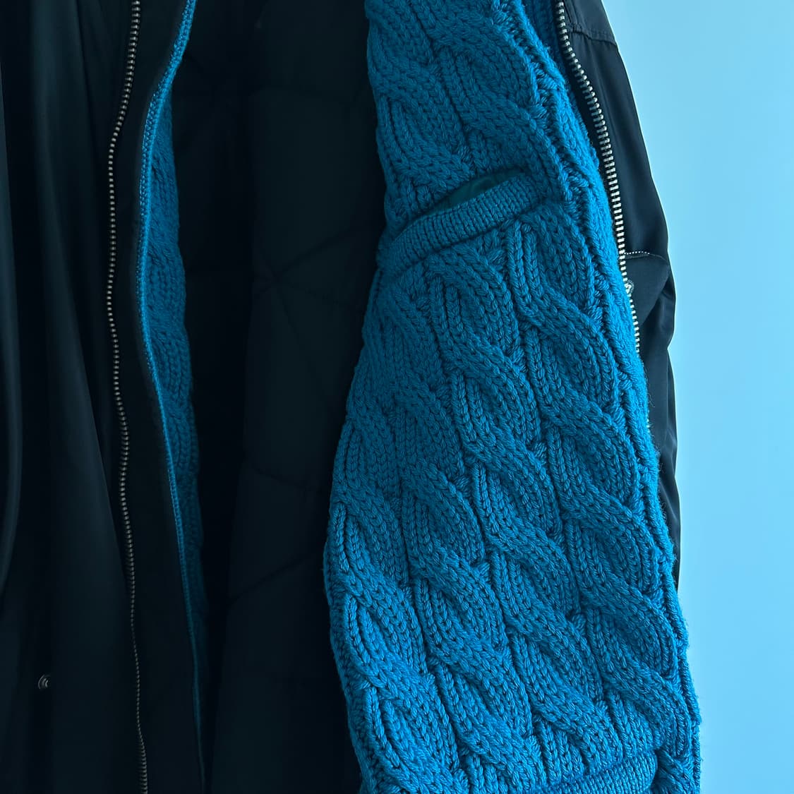 프라다 라프시몬스 케이블 니트 롱 봄버 상품이미지5