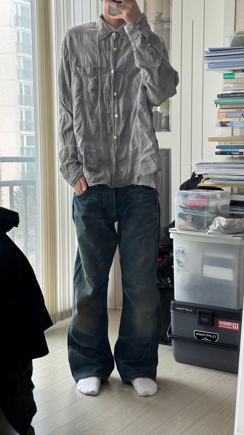 새상품급 아워레가시 워크샵 셔츠 L 오버다이드카본 상품이미지2