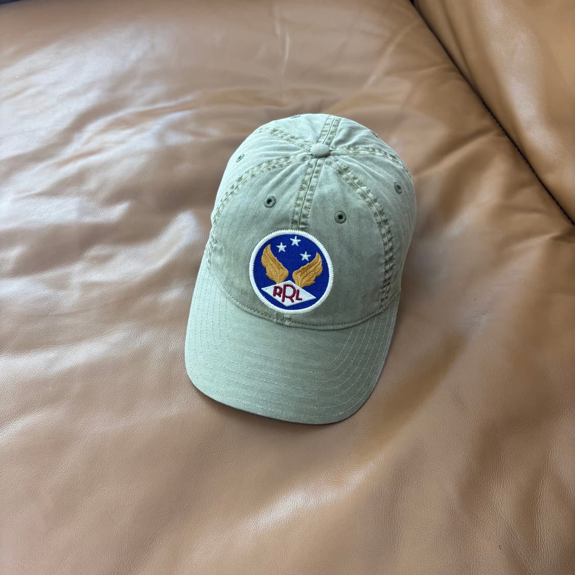 RRL 더블알엘 랄프로렌 폴로 윙로고 6패널 볼캡 모자 워시드 카키 상품이미지1