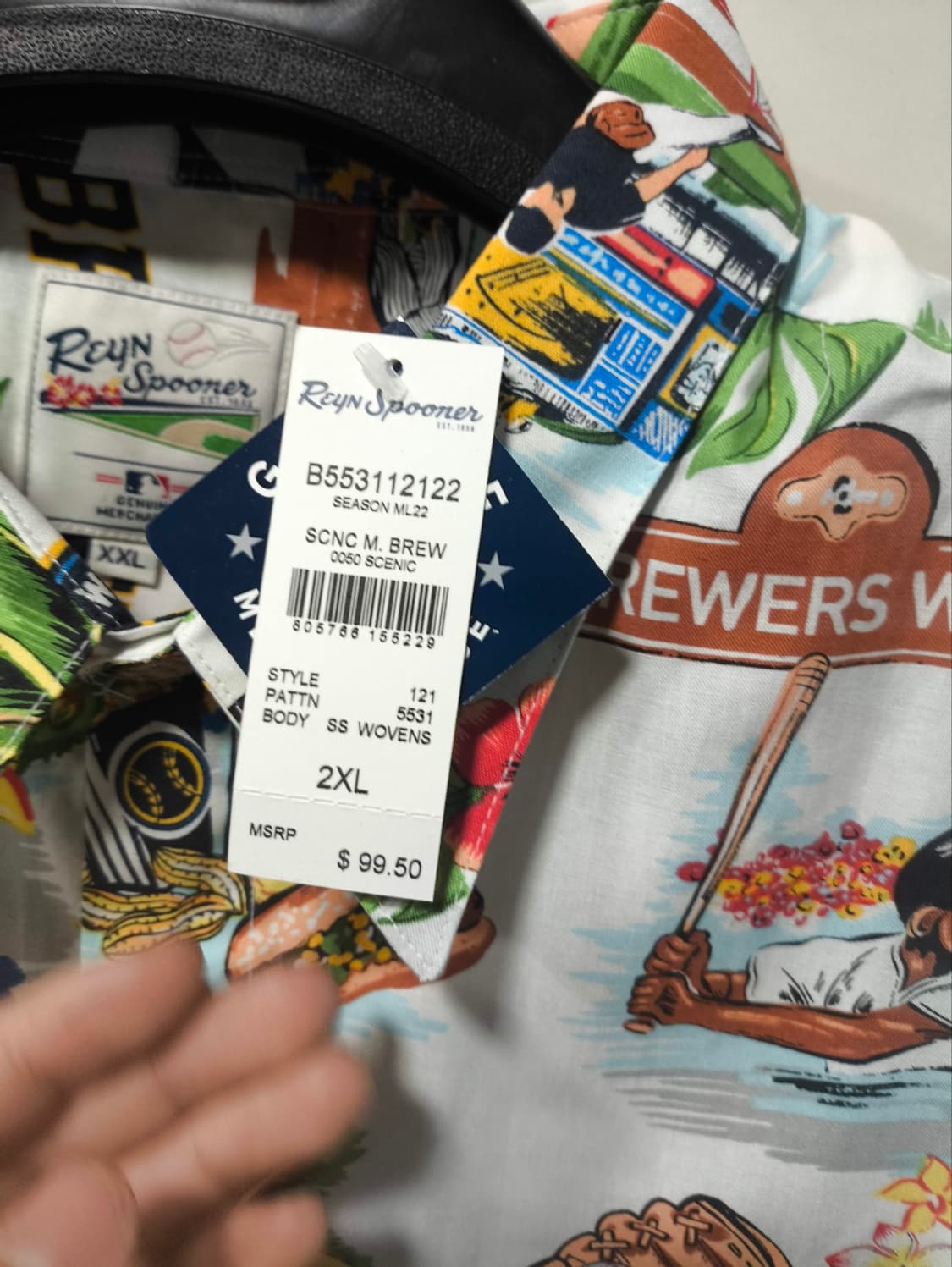 새거 M~2XL 레인스푸너 x MLB 밀워키 하와이안 셔츠 상품이미지6