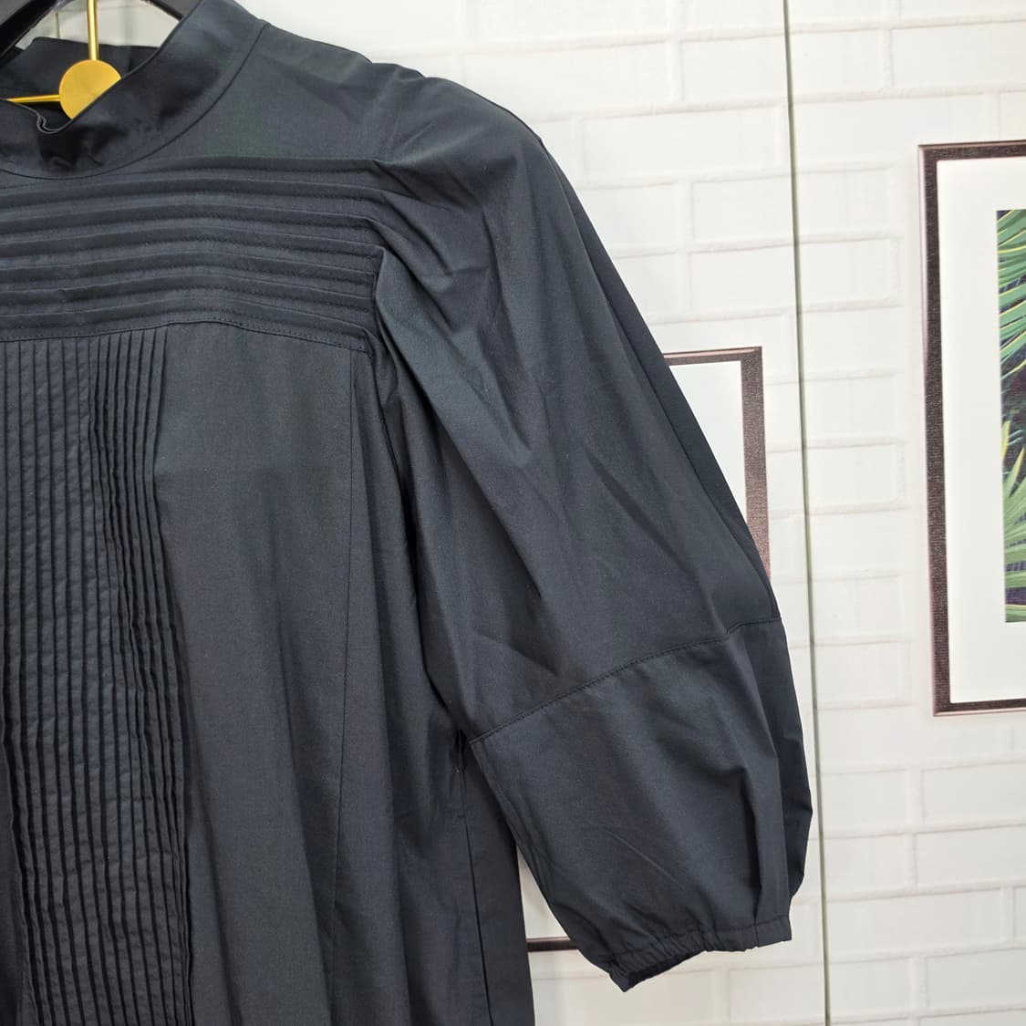 주크 쥬크 퍼프 소매 루즈핏 셔링 롱원피스 드레스 55사이즈 새상품급 상품이미지5