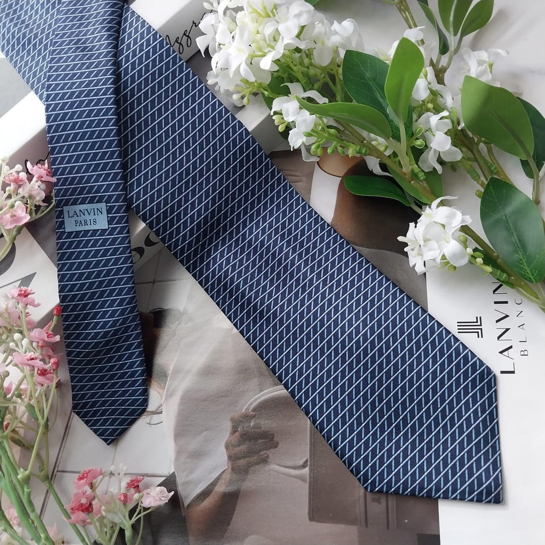 랑방 실크 네이비 스트라이프 넥타이 8.1cm A+등급 K2193 상품이미지3