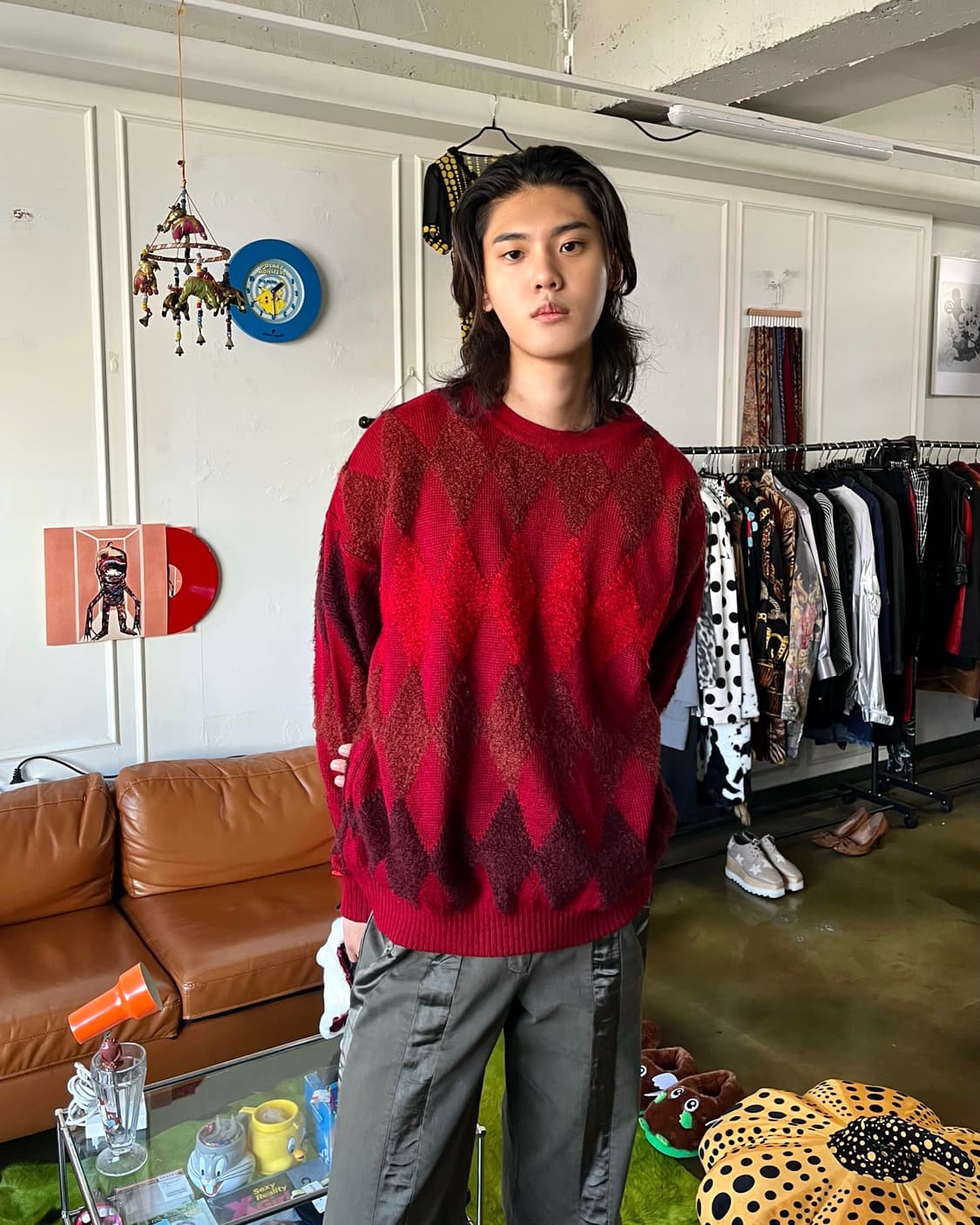 Italian Mohair Old Argyle Knit Sweater 상품이미지2