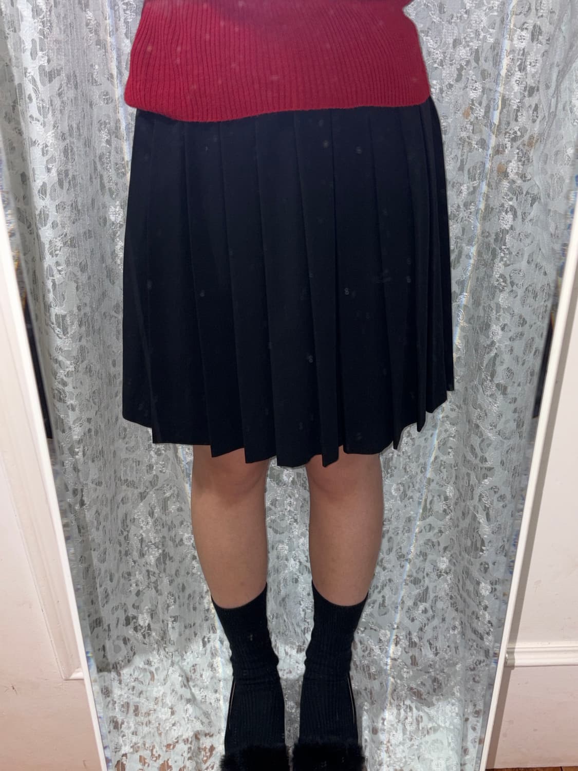 블랙 플리츠 스커트 상품이미지2