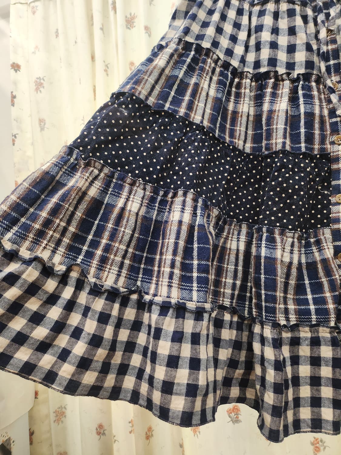 (지구샵) 체크 롱 스커트 상품이미지2