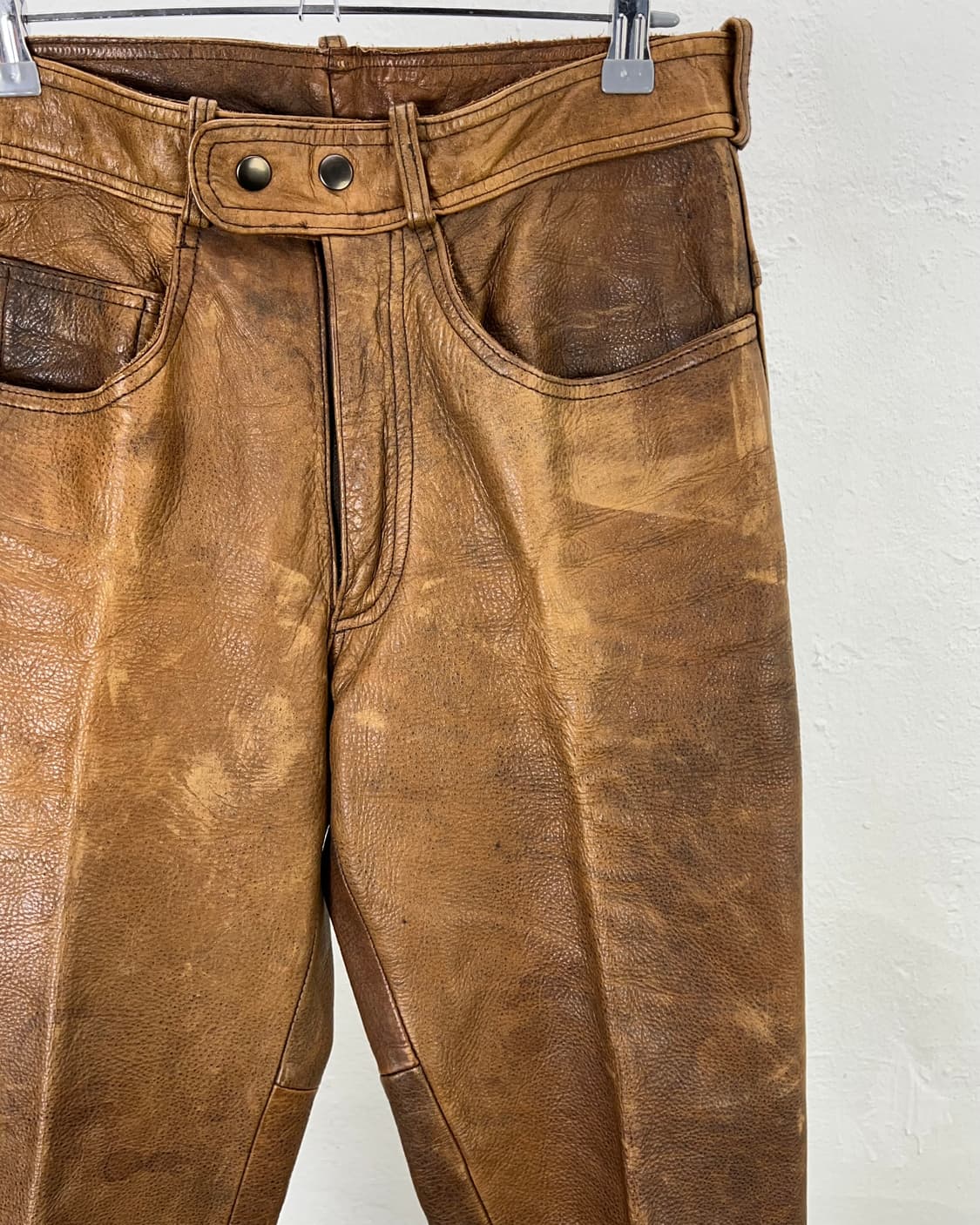 아메리칸 빈티지 브라운 웨스턴 투팩 리얼레더 팬츠 상품이미지3