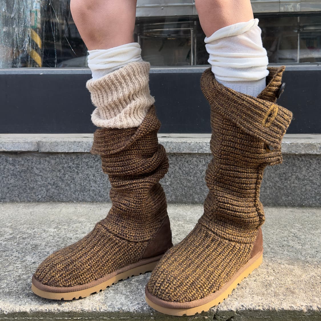 2000s 브라운 어그 카디 니트 부츠 상품이미지1