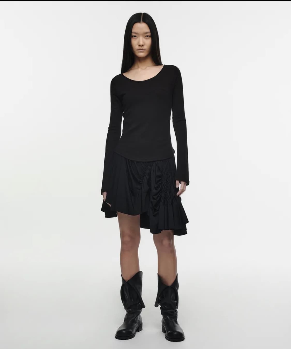 나체 원피스 UNBALANCE MIX DRESS BLACK 상품이미지1