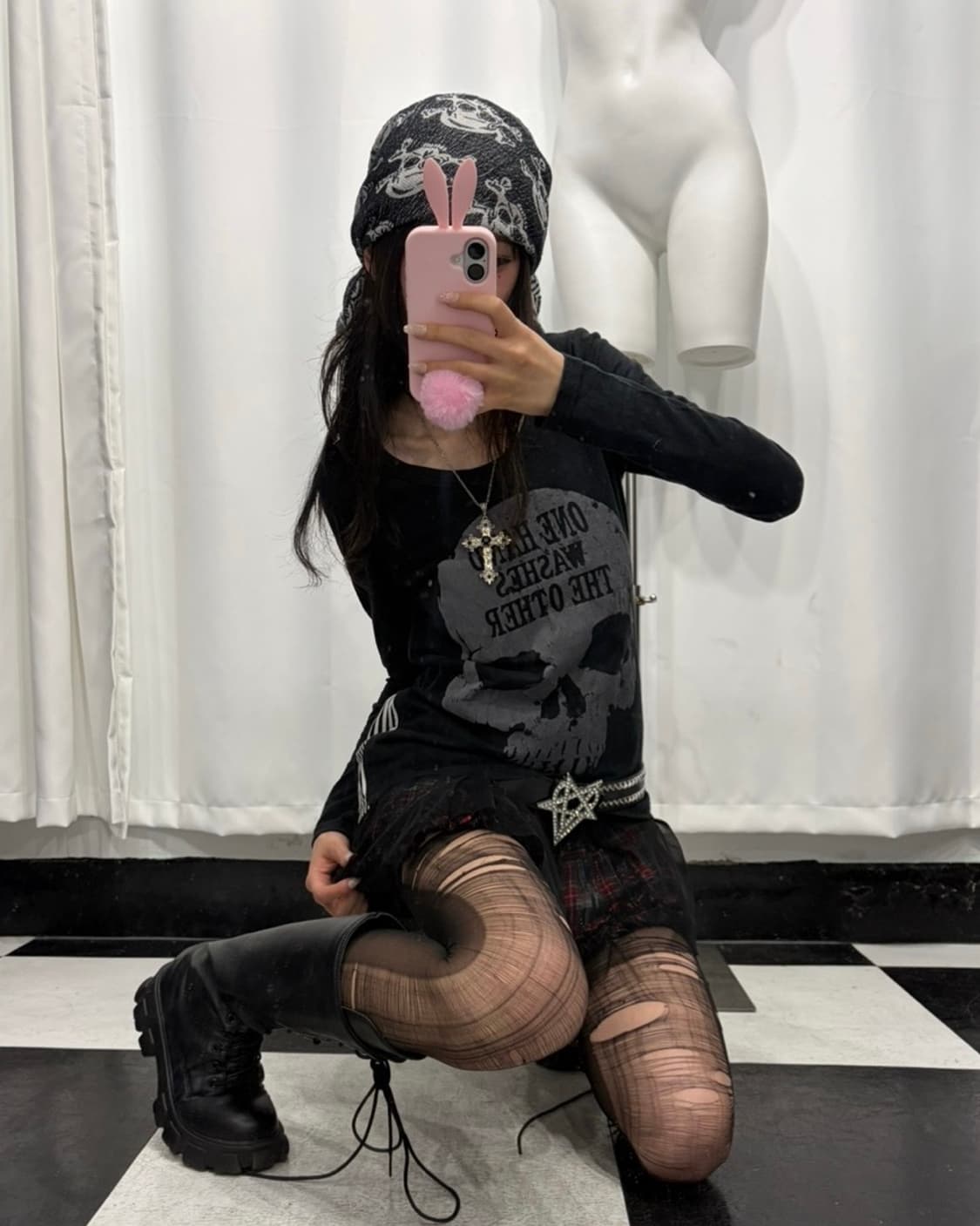 🎸블랙 스컬 프린팅 롱슬리브🎸 상품이미지5