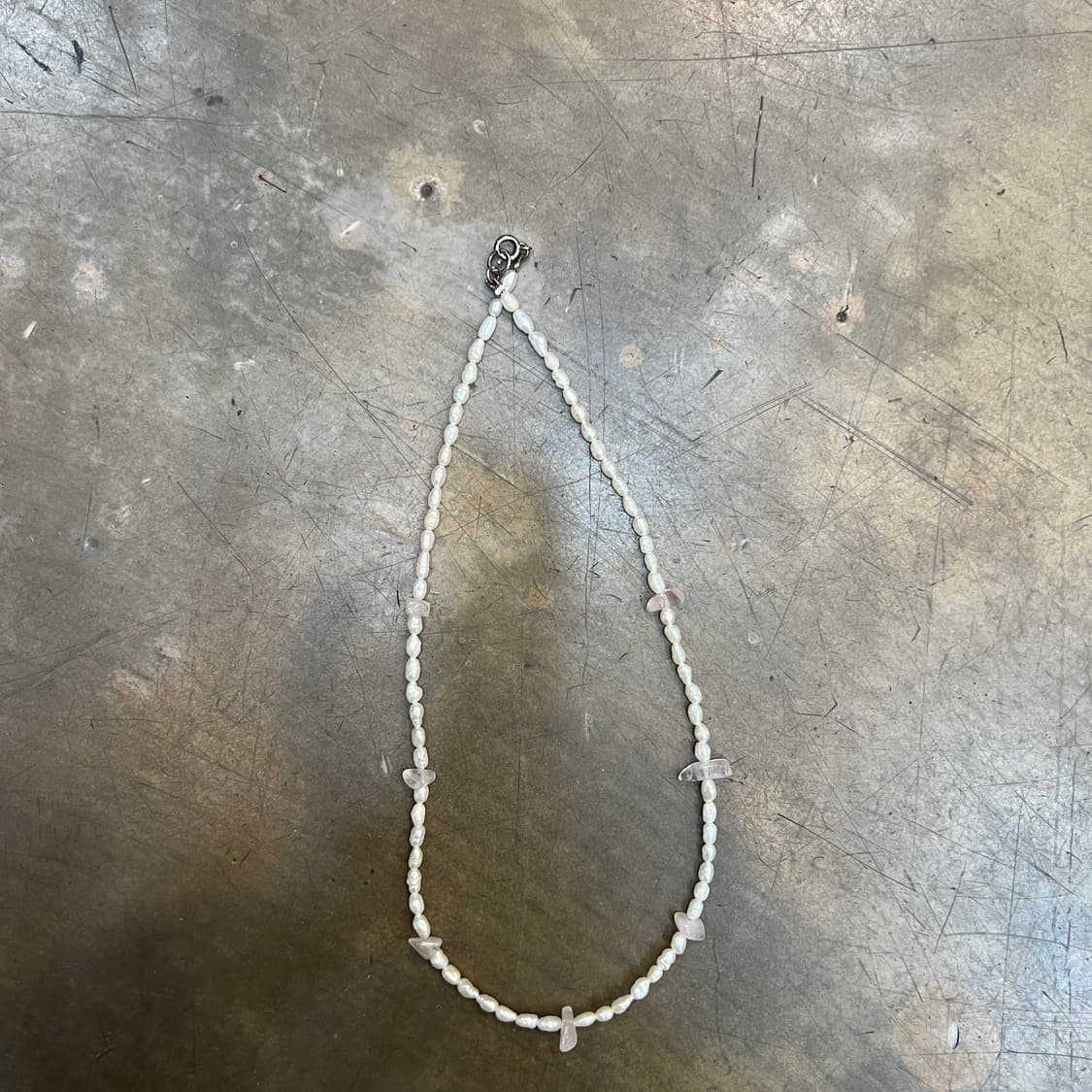 925실버 로즈쿼츠+밥풀진주 목걸이 상품이미지4