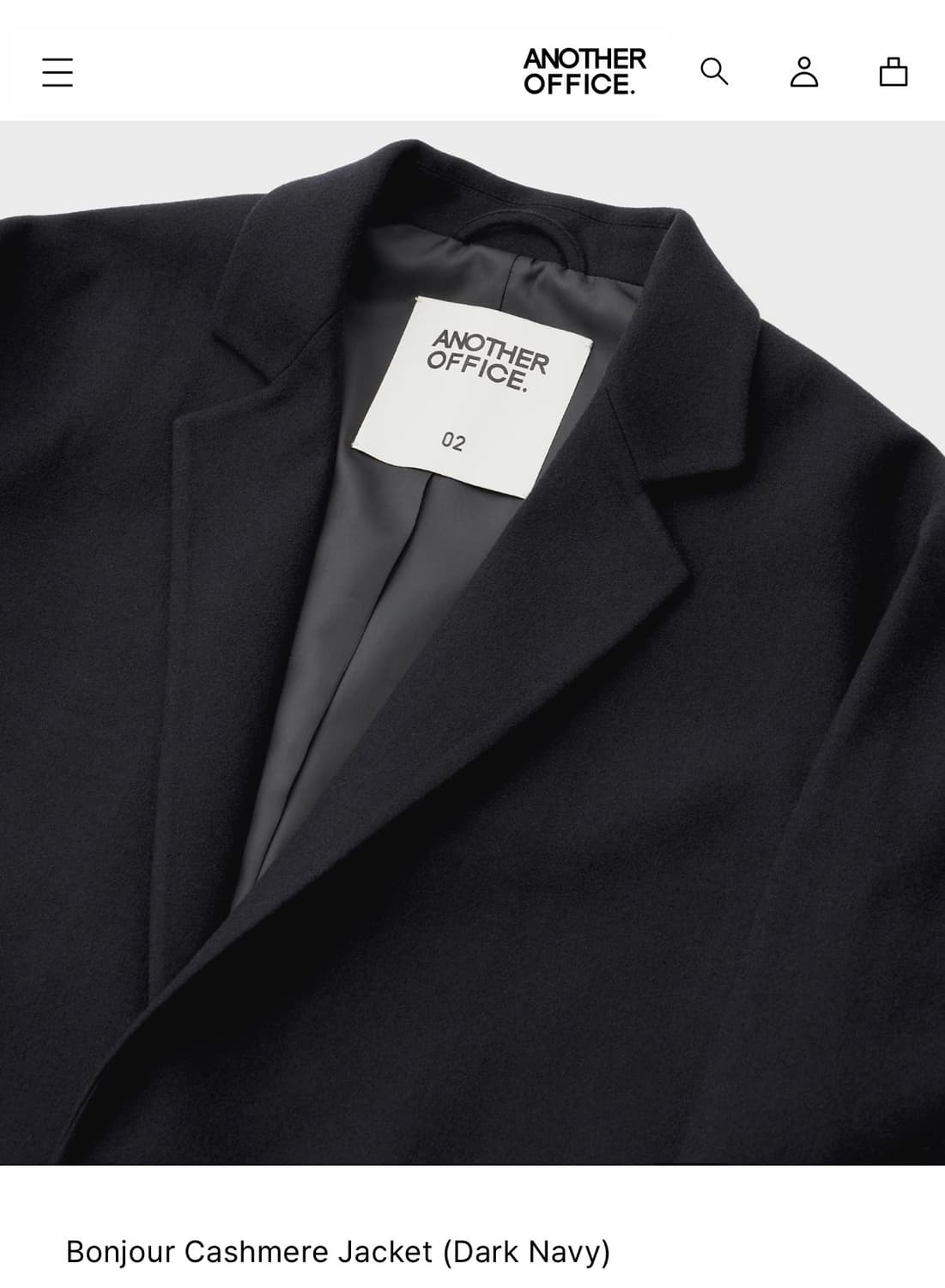 어나더오피스 봉주르 캐시미어 자켓 블레이저 다크네이비 2사이즈 판매 상품이미지3