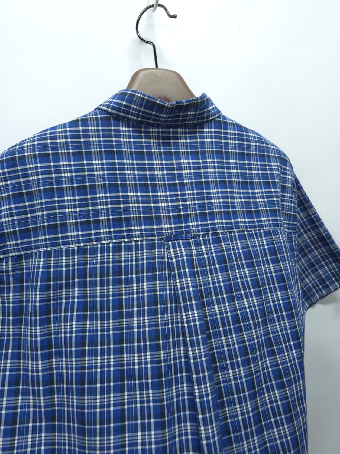 챕스(CHAPS) 블루 체크 오버핏 반팔 셔츠 (~105) 상품이미지7