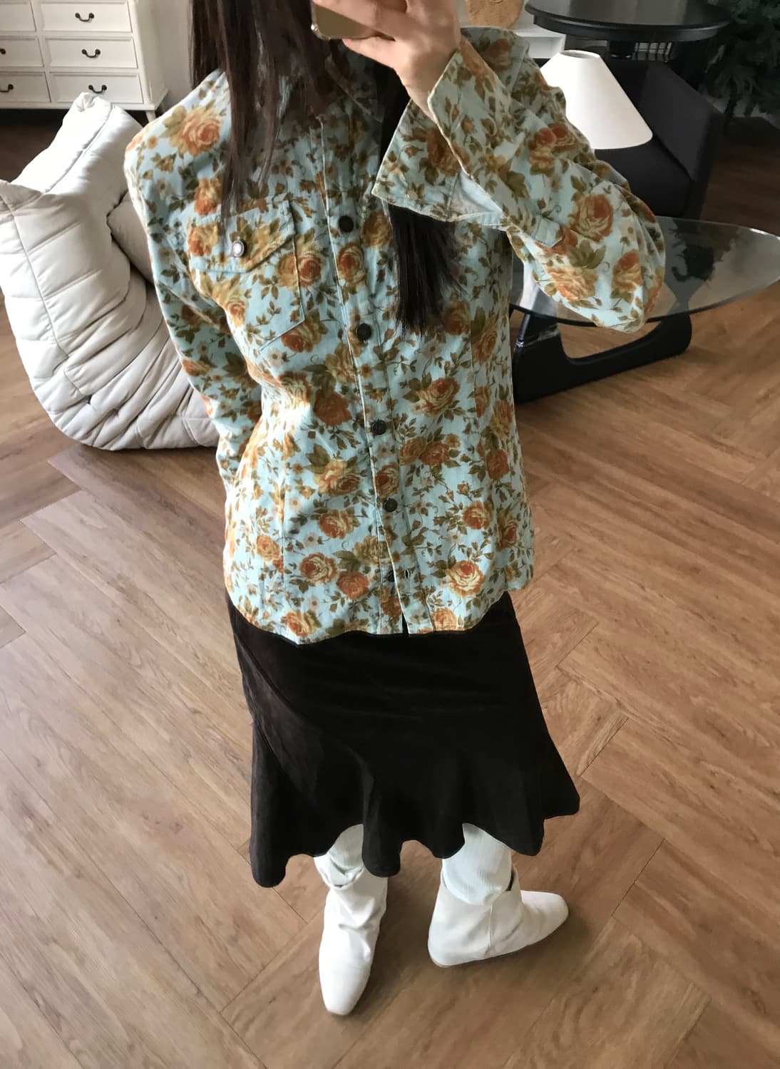 vintage corduroy pattern shirts 상품이미지4