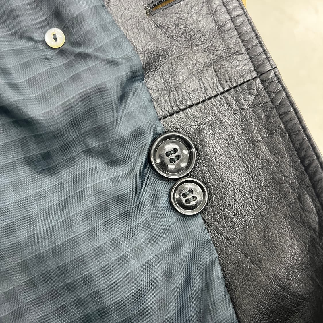 VTG 빈티지 블랙 레더 롱 트렌치코트 상품이미지8