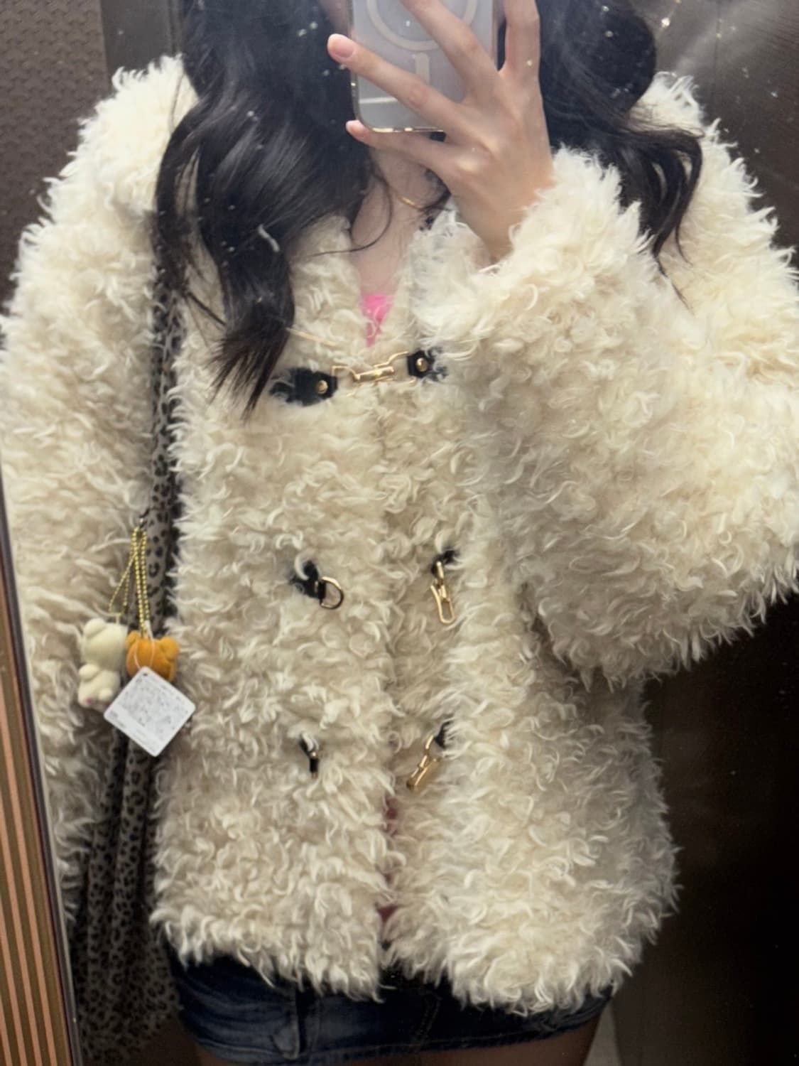 살로메 일본 빈티지 박시핏 에코 아이보리 퍼자켓 갸루 오네갸루 상품이미지2