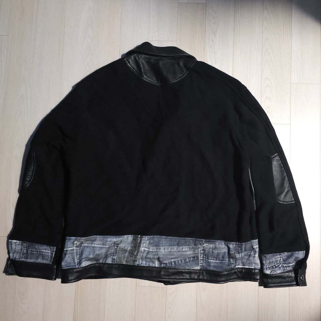 새제품L) 자라 x 앤더슨벨 컴바인드 니트 앤 레더 가죽자켓 블랙 상품이미지9