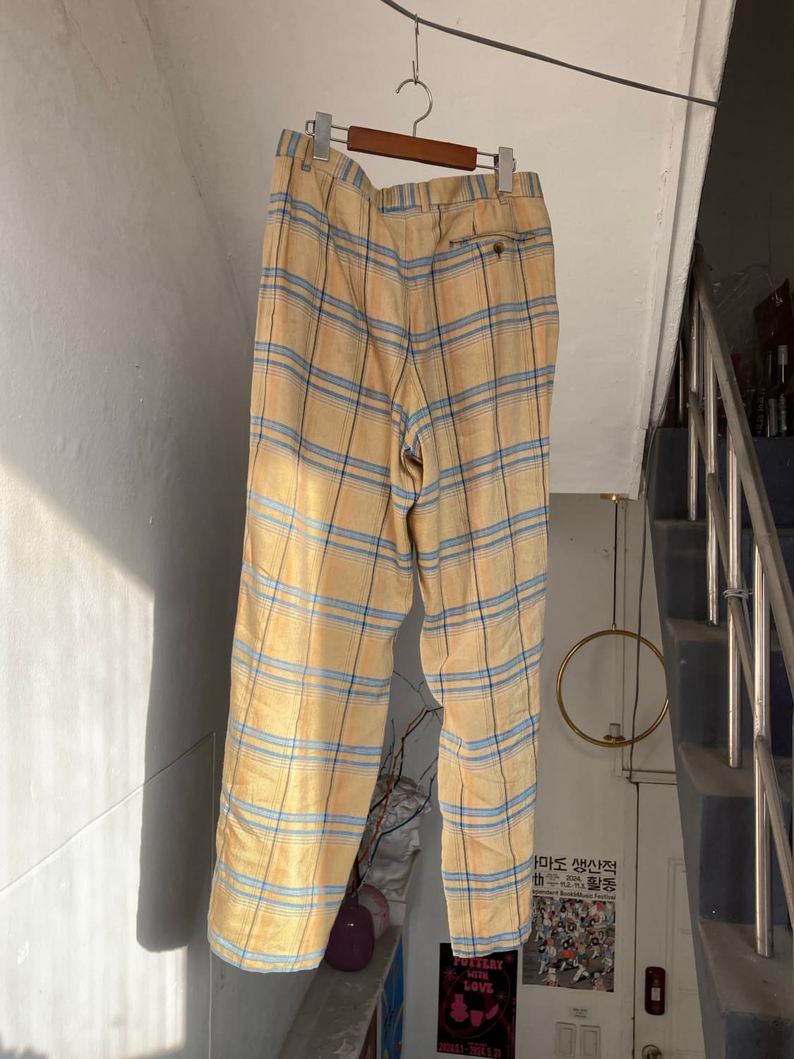 빈티지 체크무늬 울 팬츠 상품이미지5