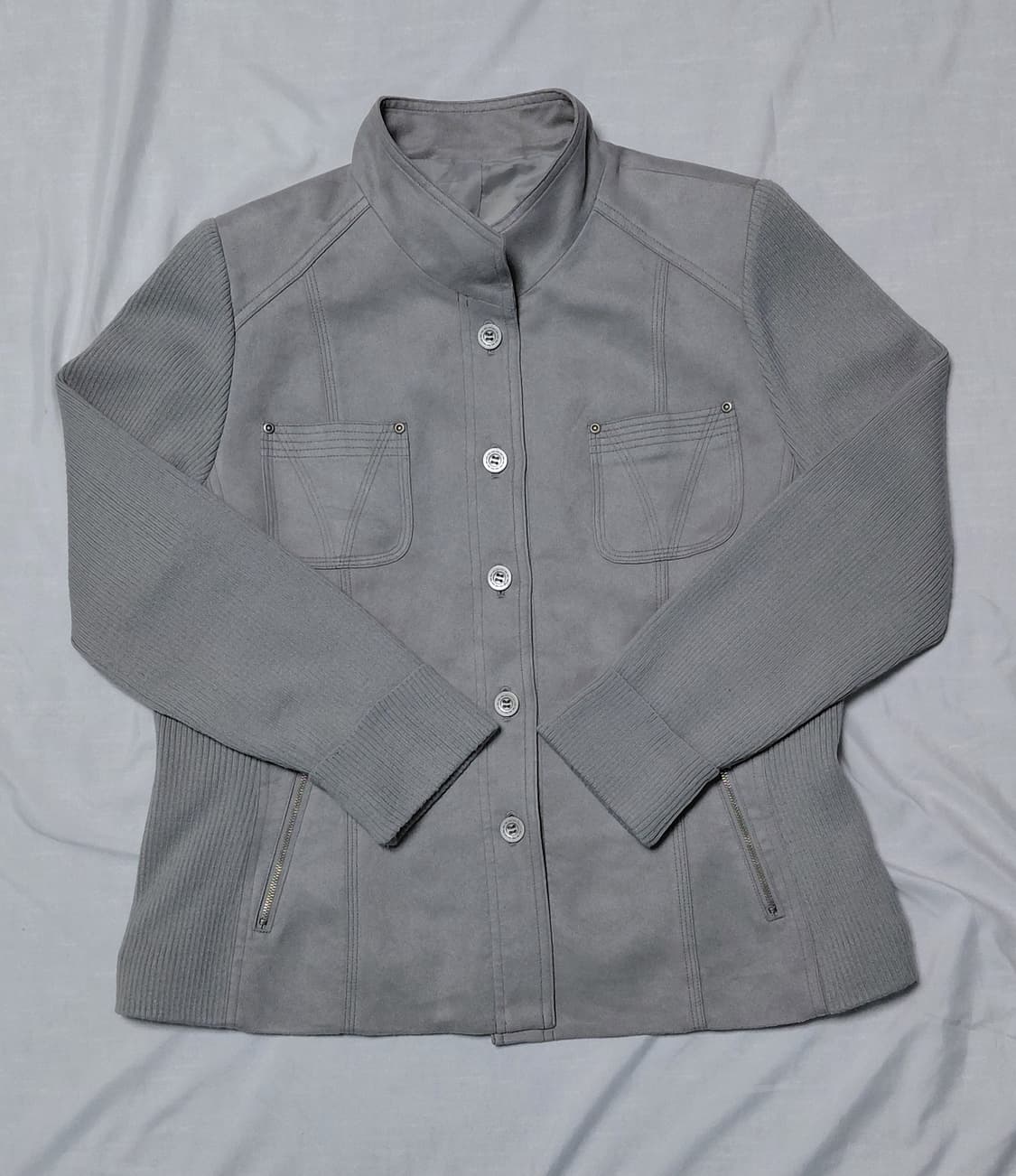 [L] 일본 브랜드 FROHLICH 니트 배색 스웨이드 질감 자켓 상품이미지1