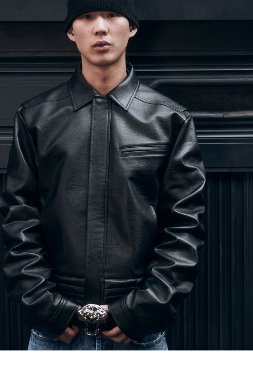 파프롬왓 퍼커링 레더 자켓 상품이미지1