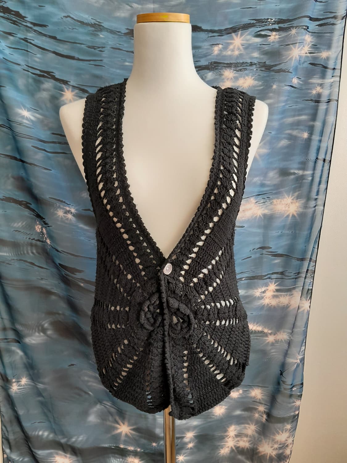 블랙 크로셰 조끼 베스트 상품이미지1