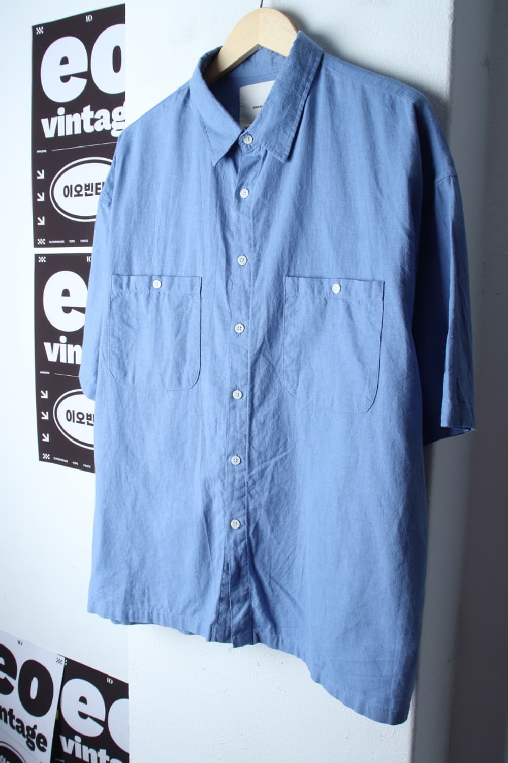 (L-2XL) 제로 반팔 카라 티셔츠 셔츠 남방 연블루-H3H33706 상품이미지1