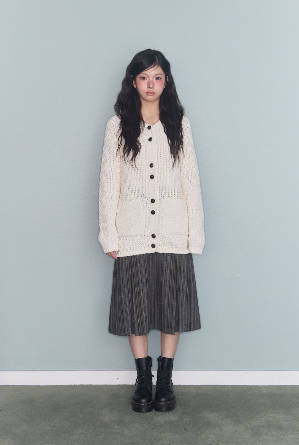 미레코 TURTLE-BUTTON KNIT CARDIGAN IVORY 상품이미지3