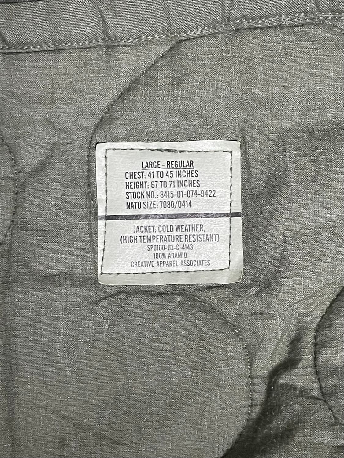 오리지널 미군 cvc 탱커 자켓 (라지/레귤러) 상품이미지4