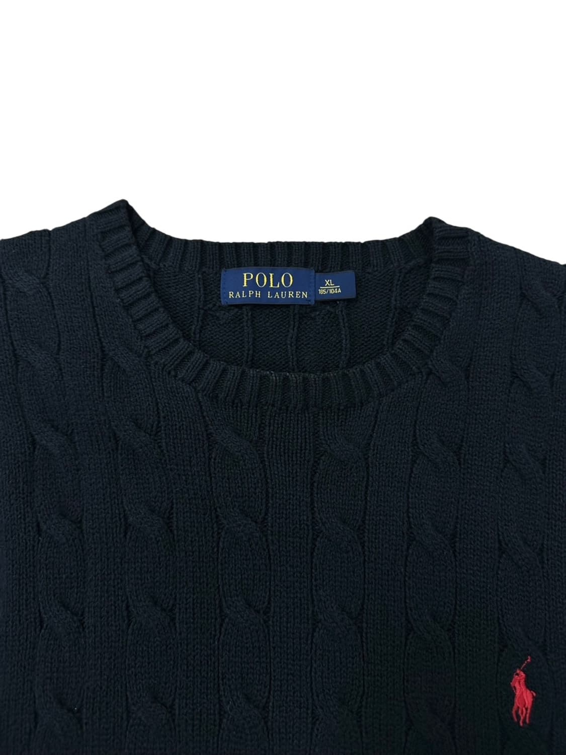 폴로 케이블 꽈배기 니트 블랙 (XL) 상품이미지3