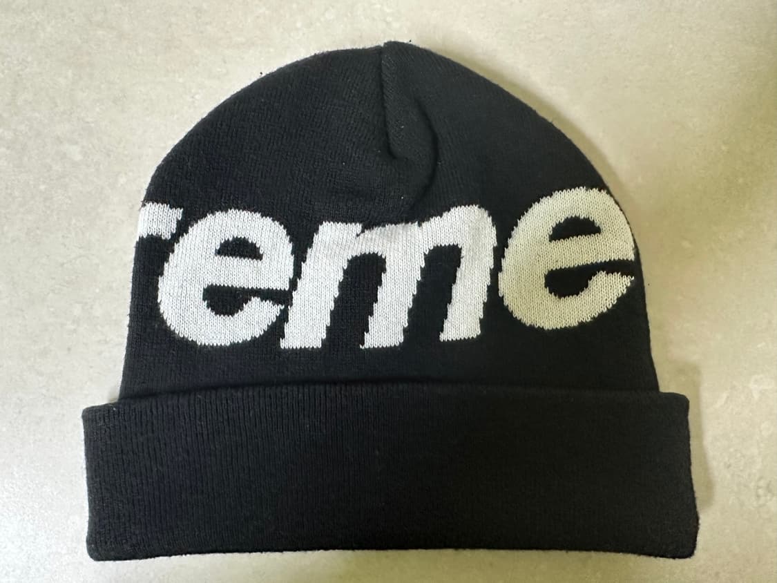 슈프림 빅 로고 비니 블랙 상품이미지3