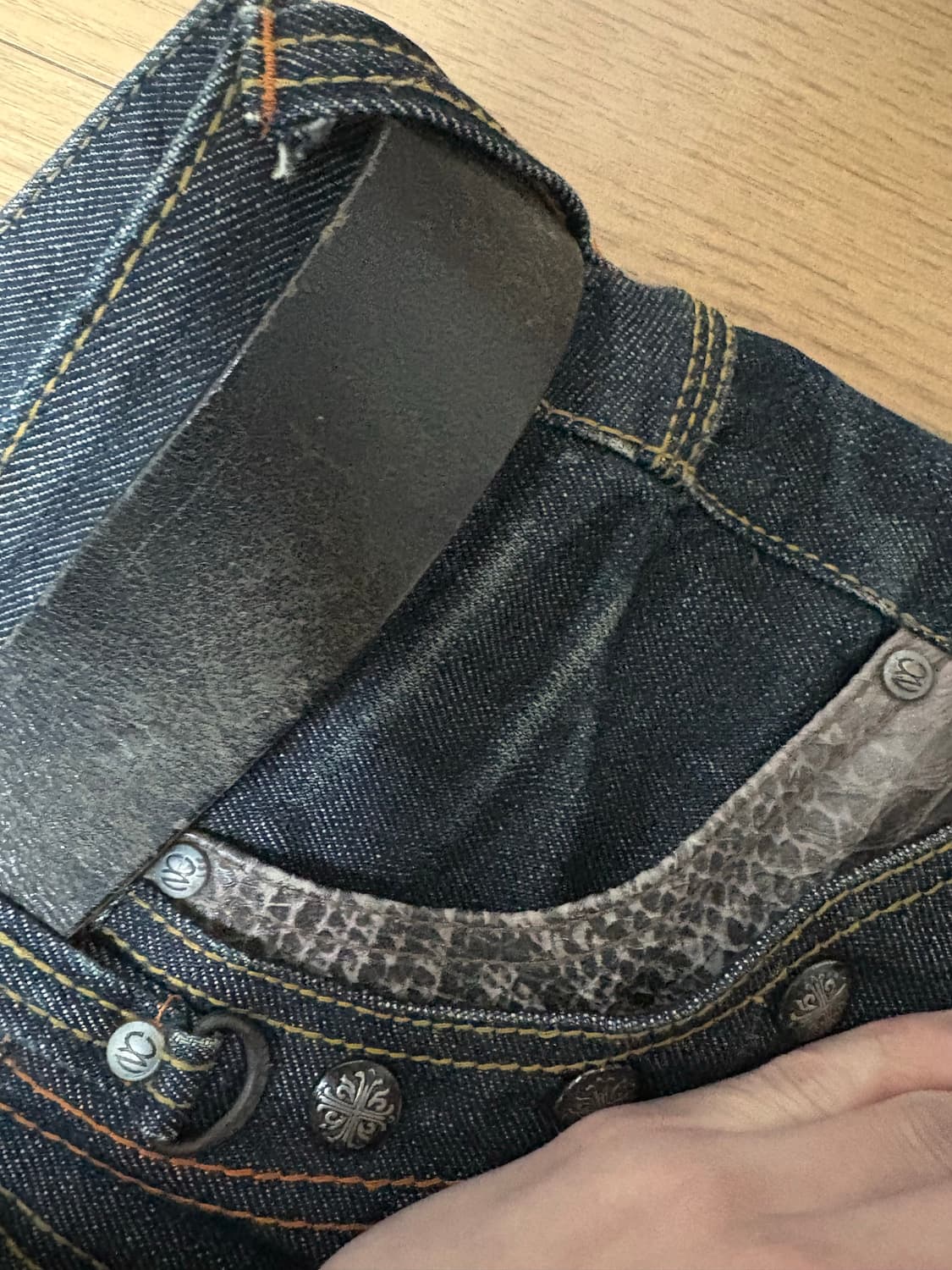 Nicole club stud python leather denim 상품이미지5