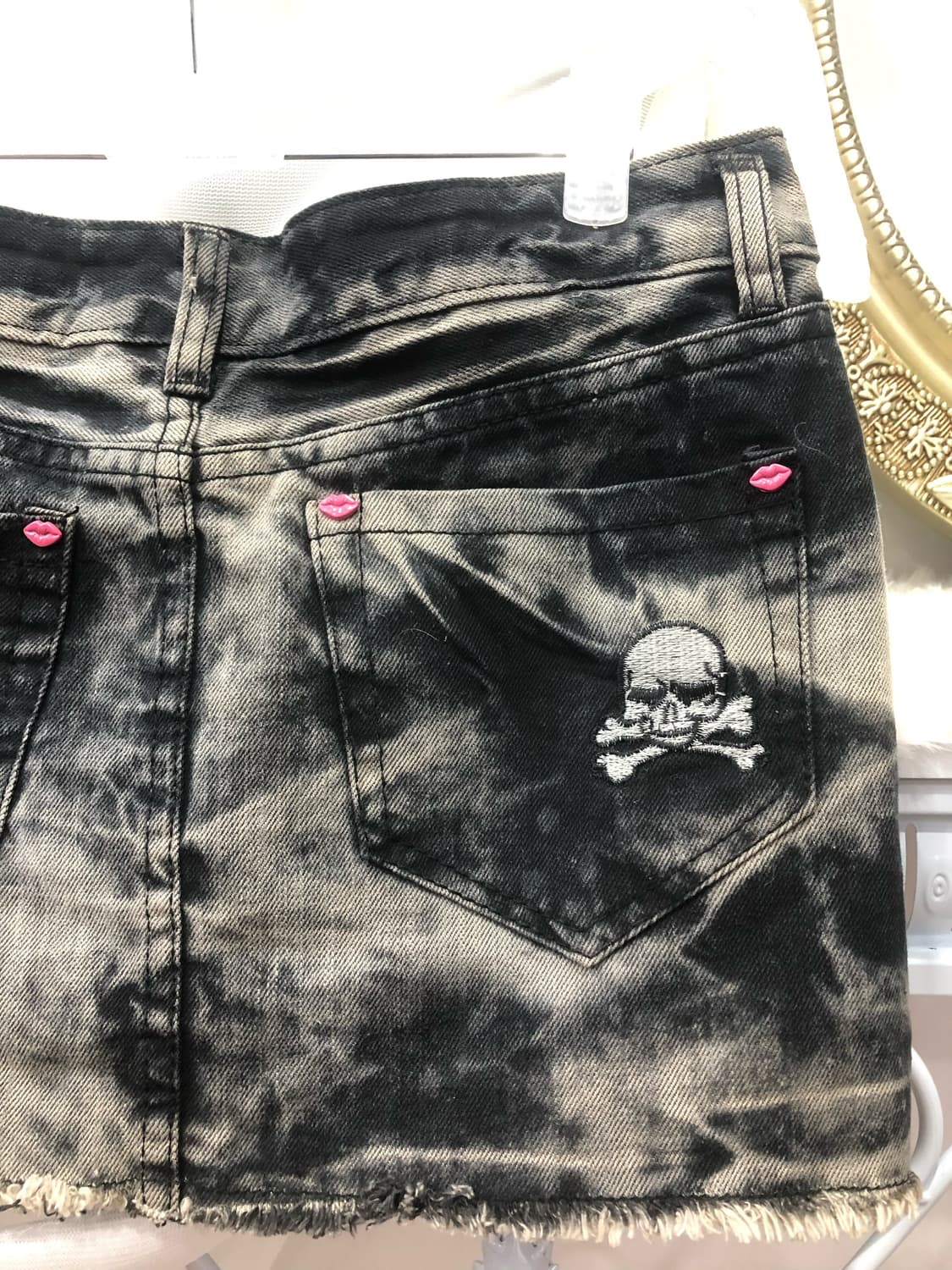 lip&skull point washed mini skirt💋 상품이미지5
