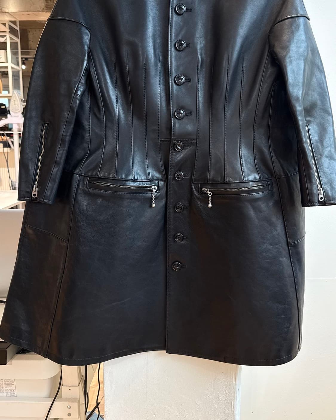 준야 와타나베 블랙 11FW 컬렉션 카우레더 코르셋 레더 코트 자켓  상품이미지6