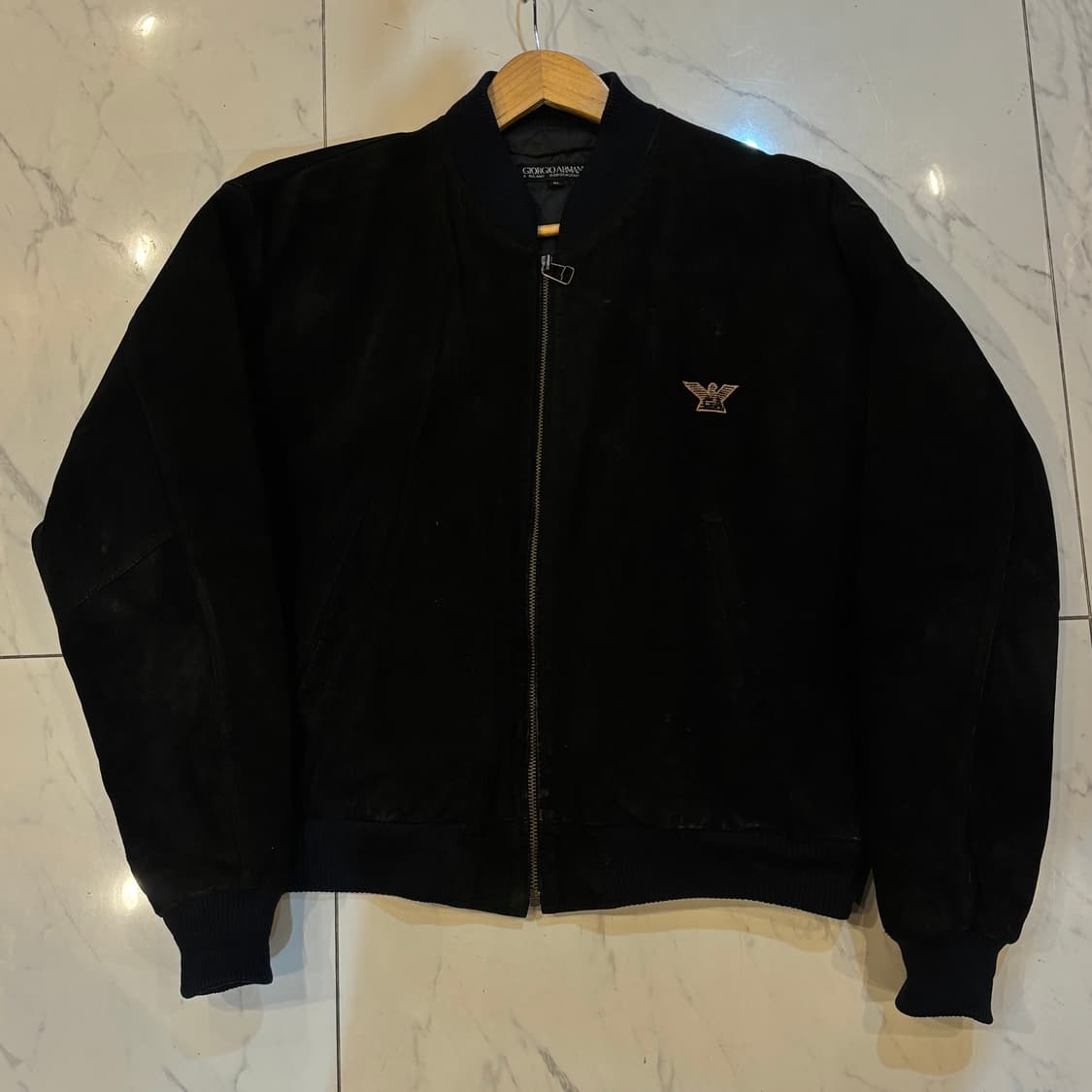 조르지오 아르마니 90’s 레더 블루종 블랙 상품이미지2