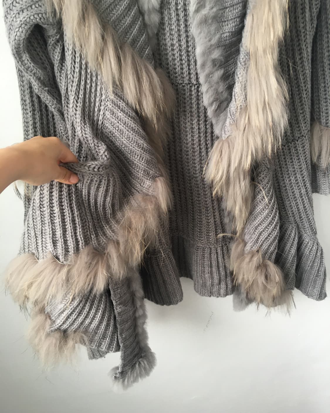 rabbit Fur trimming knit ruffle cardigan 상품이미지5