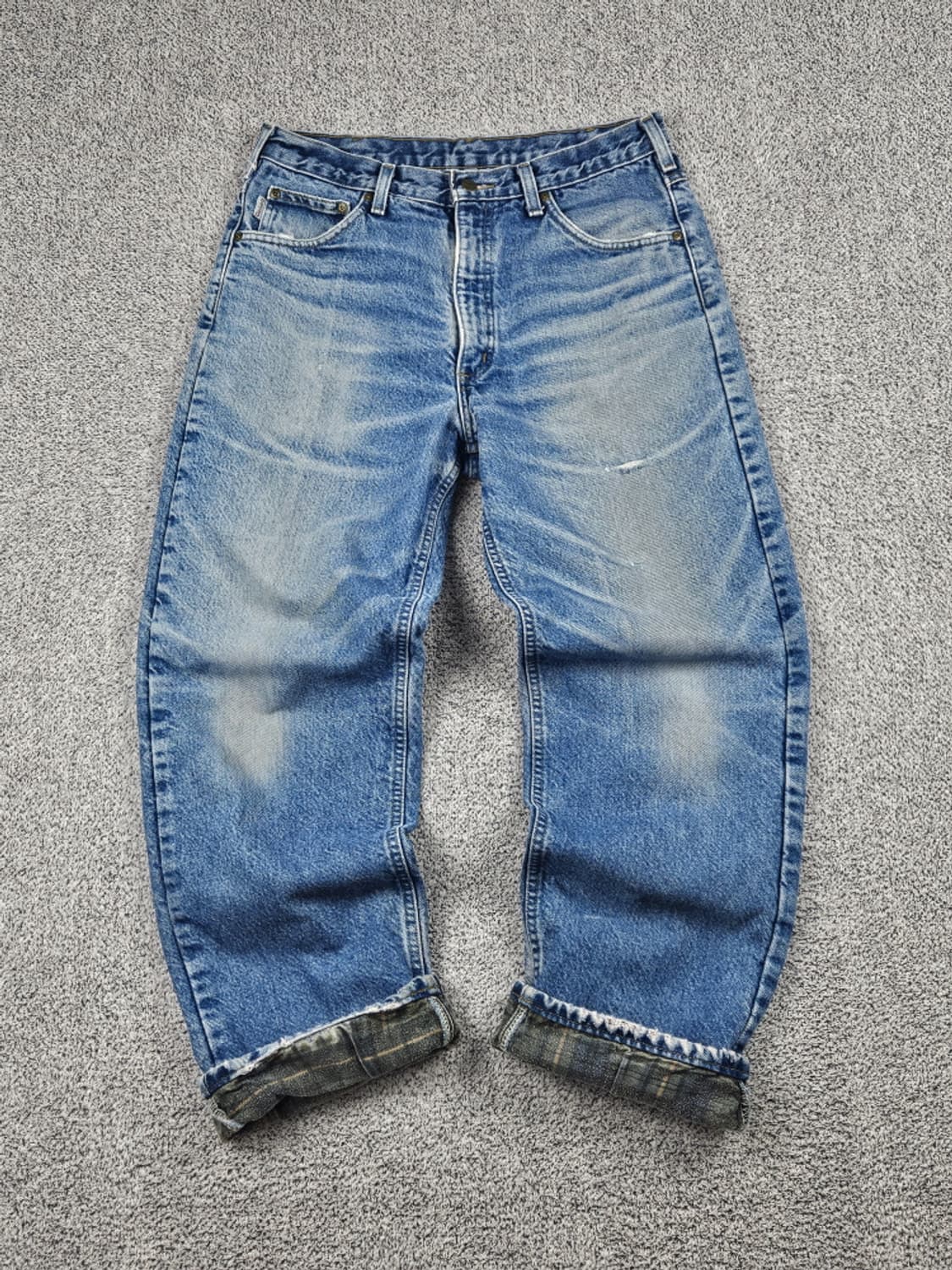 칼하트 헤비 플란넬 체크 데님 워크 팬츠 (34 X 30) / 10044 상품이미지1