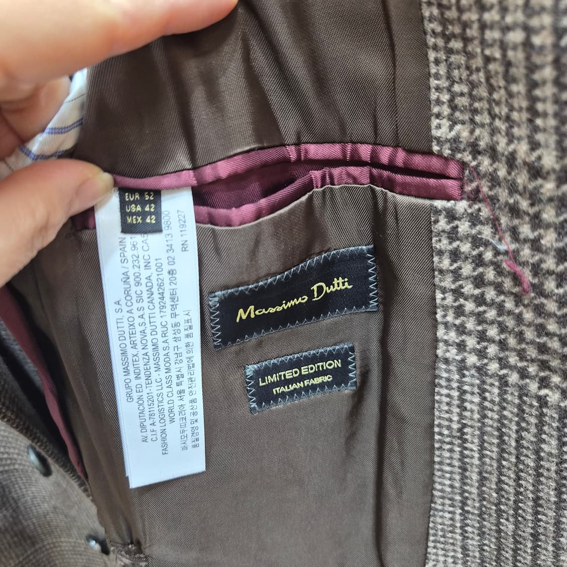 마시모두띠 울 캐시미어 체크 롱 코트 상품이미지3