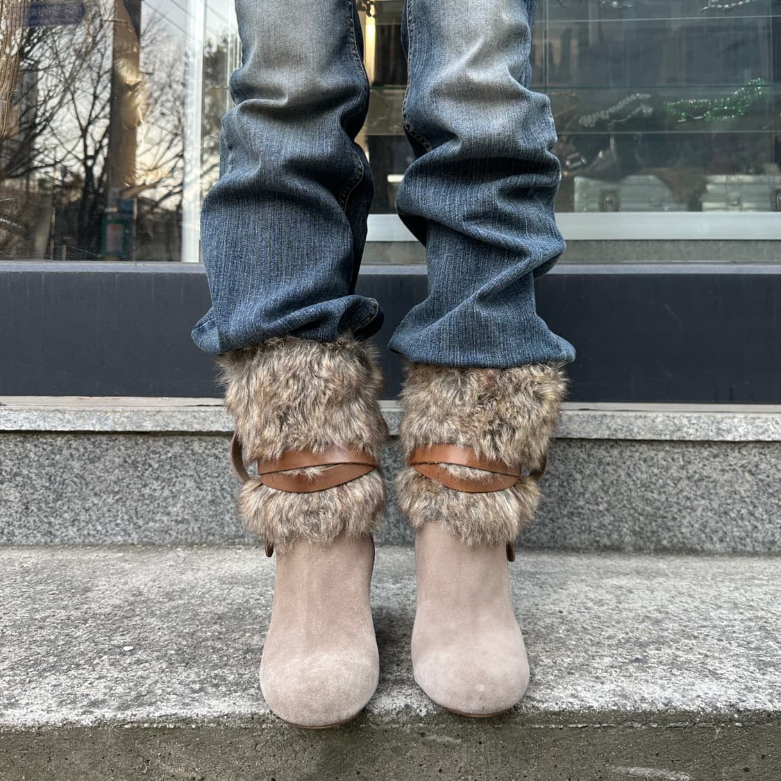 00s 스웨이드 & 퍼 웨치힐 부츠 상품이미지8