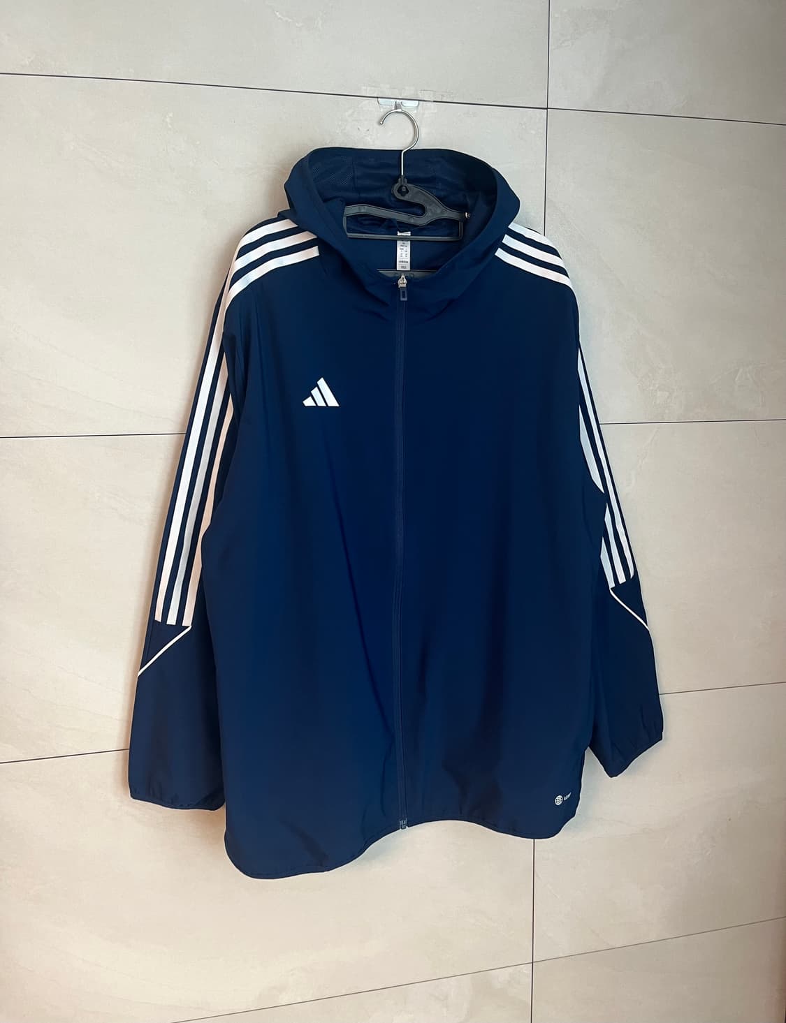 [3XL] 아디다스 삼선 후드 러닝 바람막이 네이비  상품이미지2