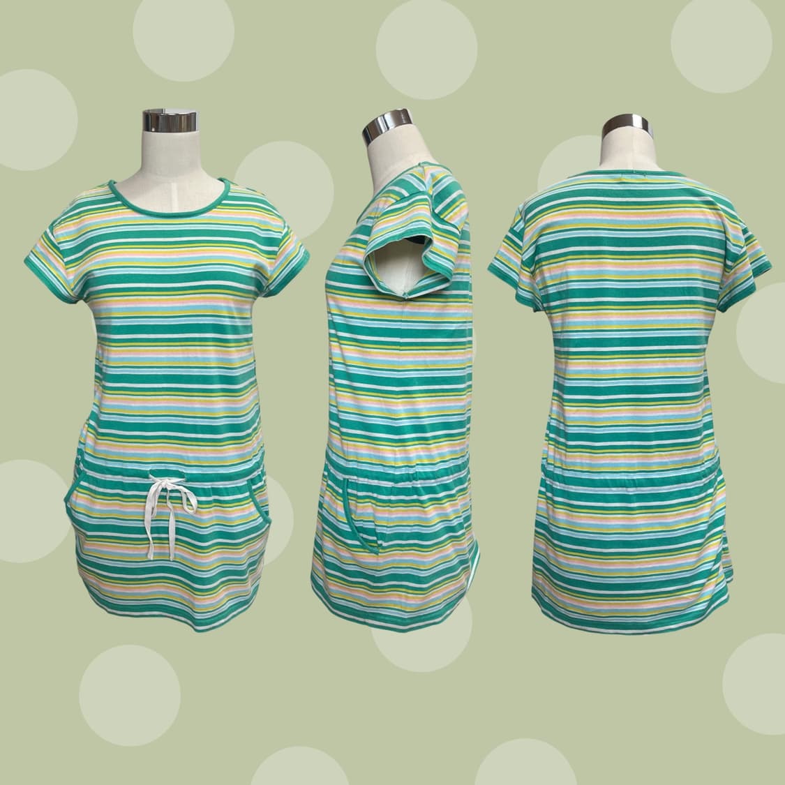 빈티지 모리걸 풋사과 스트라이프 원피스 상품이미지3