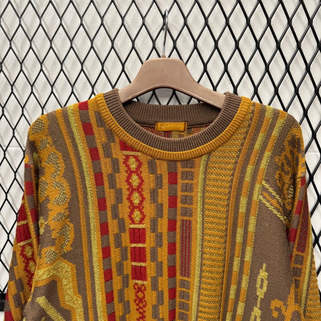 란셀 빈티지 고딕 패턴 디테일 울 니트 스웨터 브라운 상품이미지3