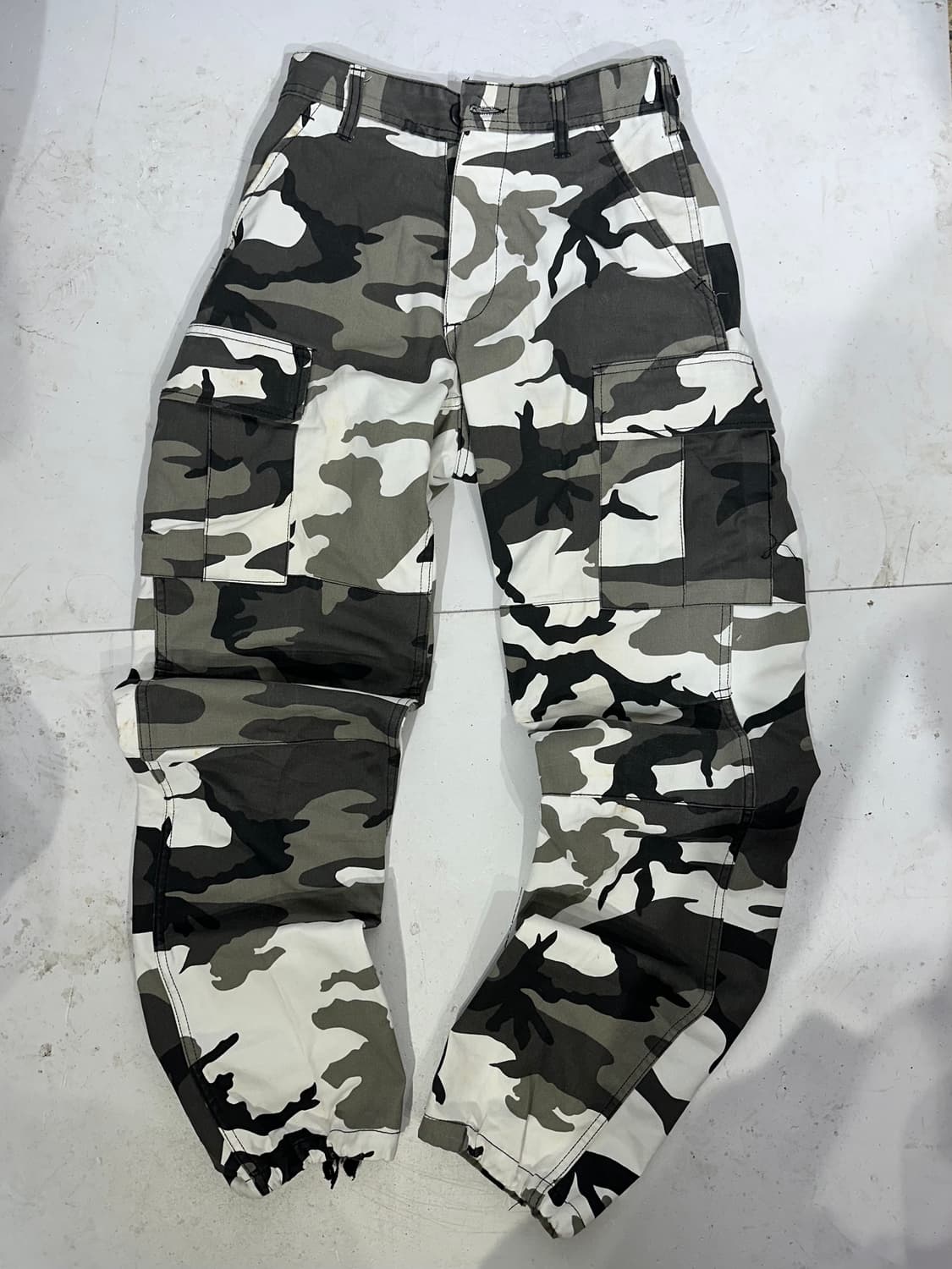 빈티지 카키 카모 밀리터리 카고 팬츠 XS 상품이미지4