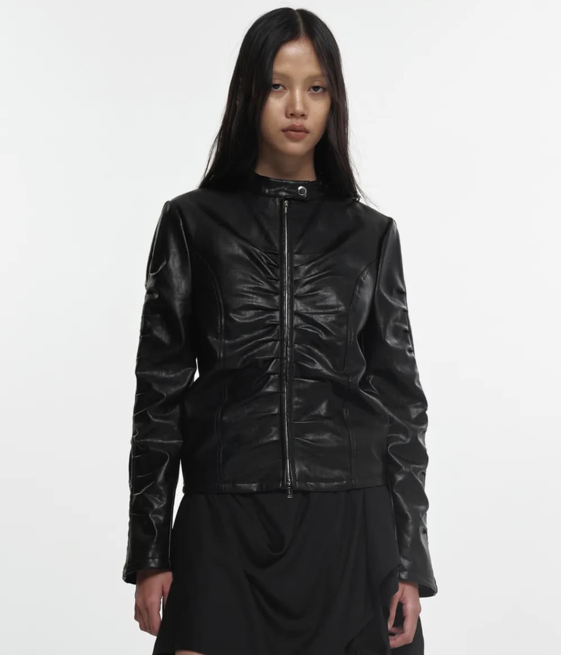 NACHE SHIRRING LEATHER JACKET 상품이미지1