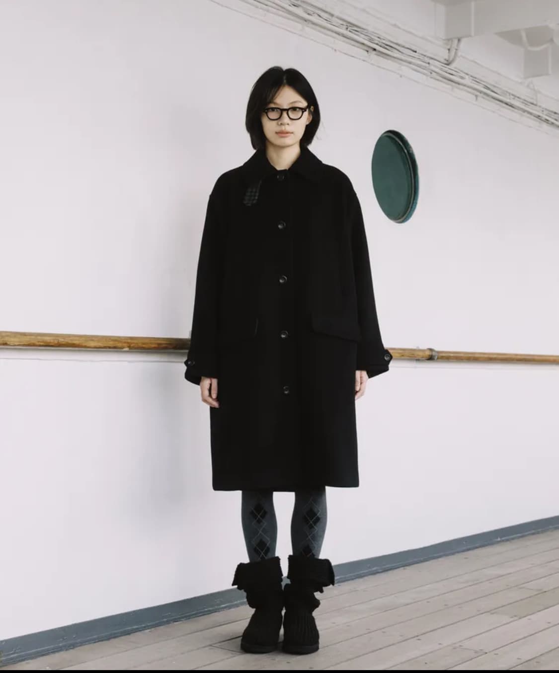 오헤시오 체크 울 롱코트(새상품) 상품이미지2